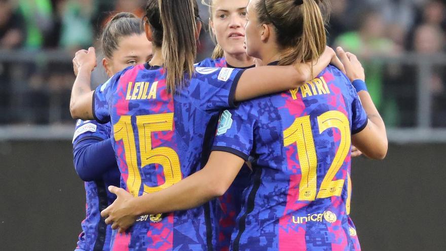 Las chicas del Barcelona celebran en Liga de Campeones femenina