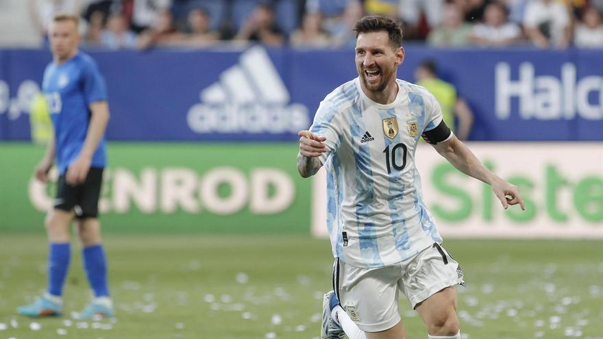 Lionel Messi anotó cinco goles en el triunfo de Argentina sobre Estonia
