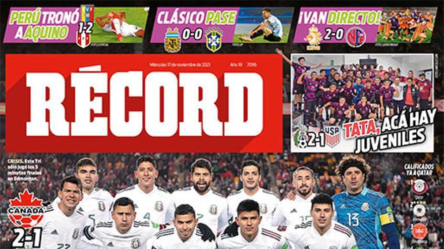 Portada del diario deportivo Récord de México
