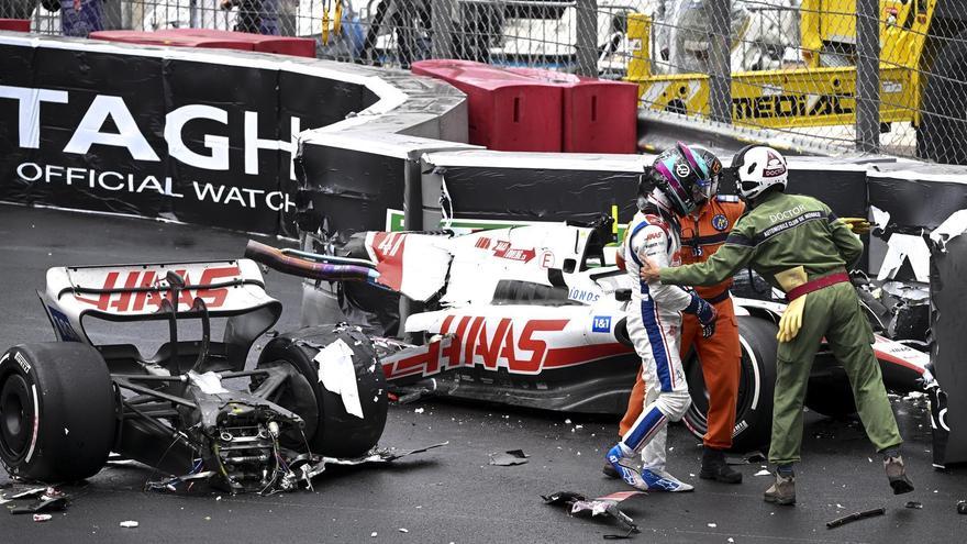 Mick Schumacher perdió el control de su monoplaza y se estrelló contra la barrera de seguridad