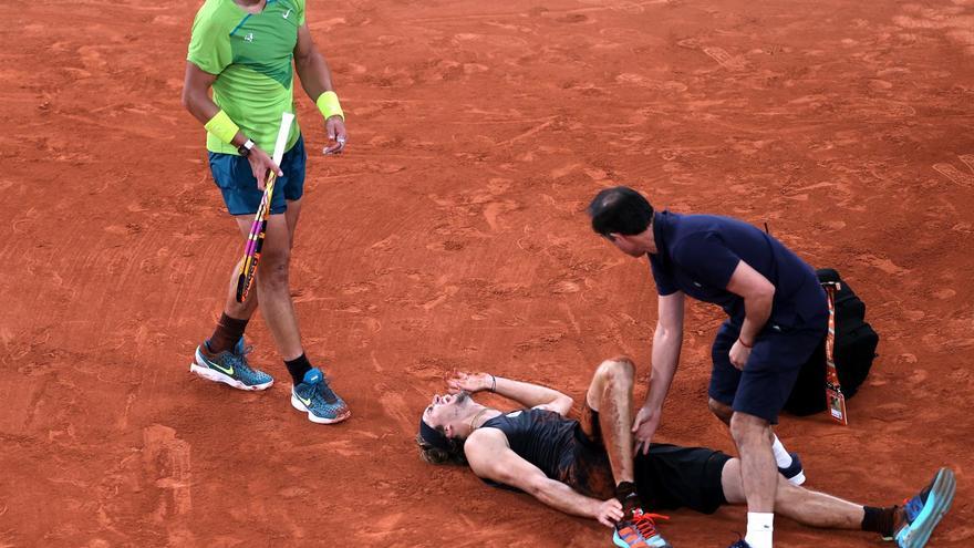 Rafael Nadal avanzó a la final del Roland Garros luego de la retirada por lesión de Zverev